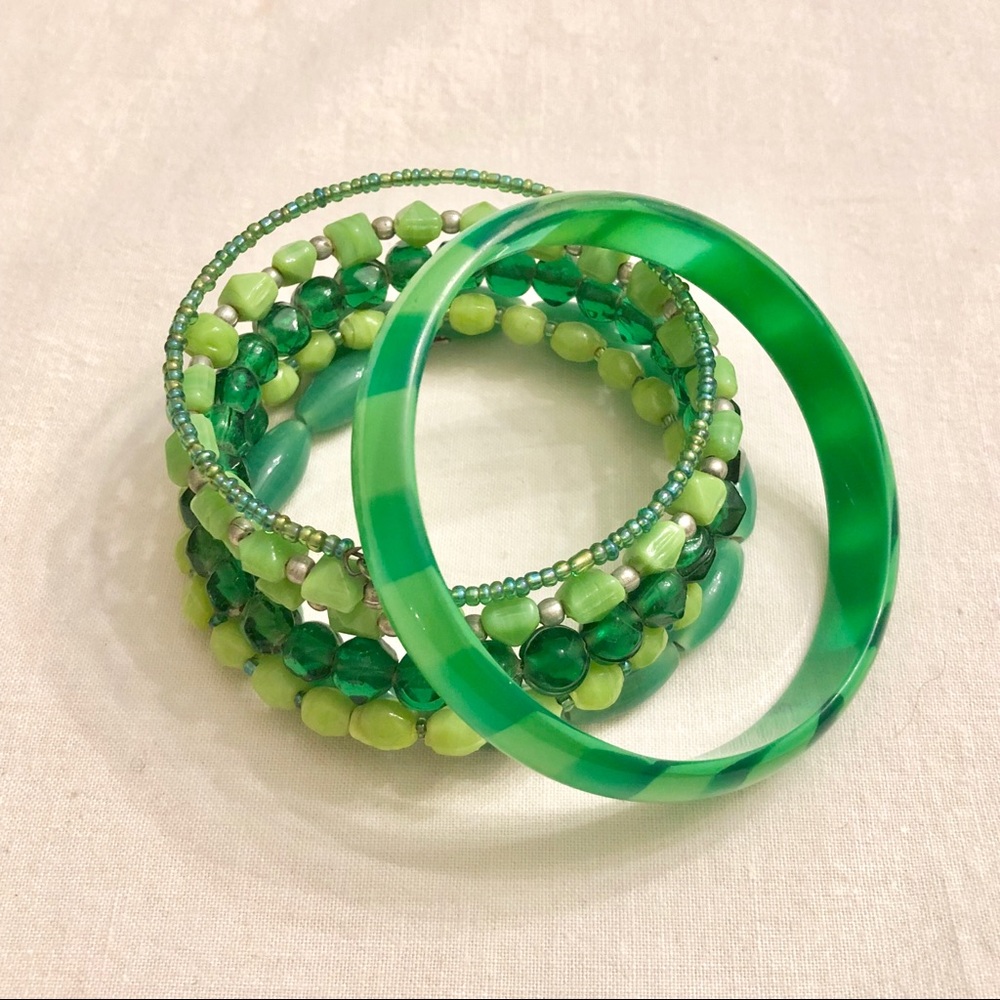 Green Bangle Set - Picture 2 of 6